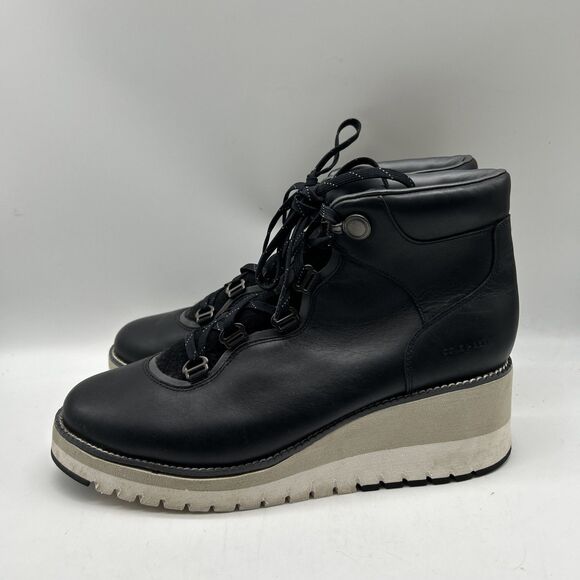 Cole Haan Ankle Booties Womens 11B Zerogrand City Wedge‎ Black Leather - Picture 2 of 10